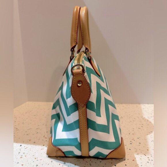 Dooney & Bourke Chevron‎ Stripped Leather Satchel Handbag - Picture 5 of 13